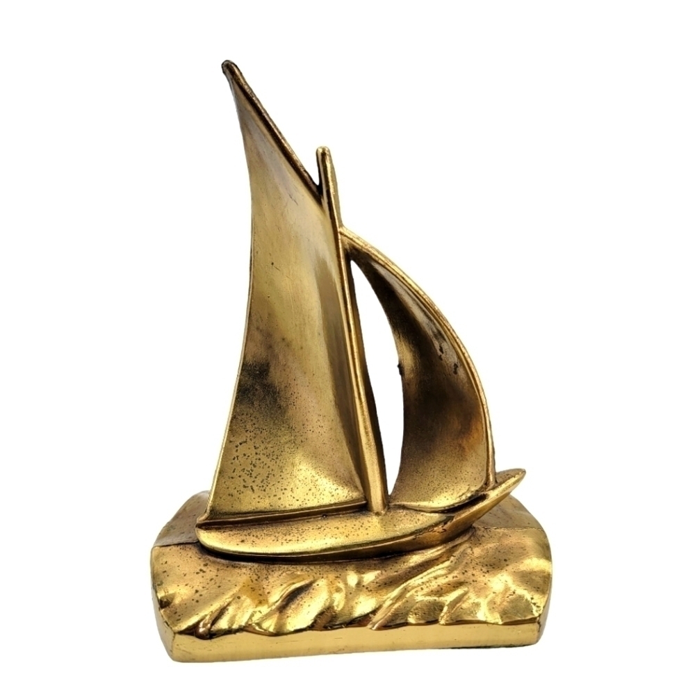 Vintage Mid Century Modern Solid Brass Nautical sailboat